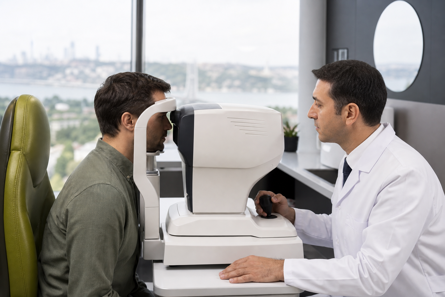 Examen ophtalmologique non invasif avec un appareil de diagnostic